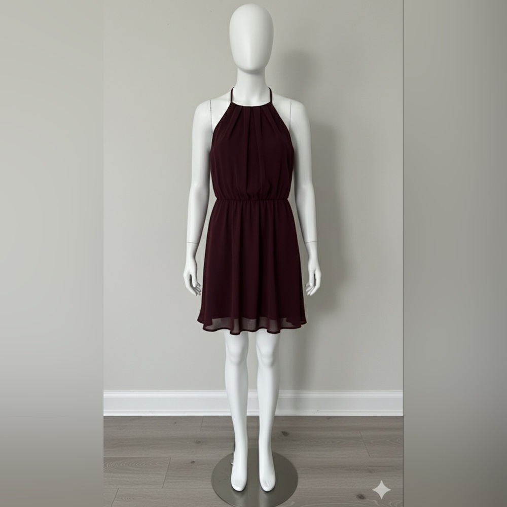 EUC - Francesca’s Elegant Burgundy Halter Dress Sz S